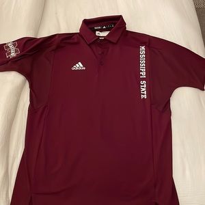A Maroon Adidas Mississippi State Bulldogs Dri Fit Polo